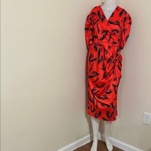 Elegant Red and Black Midi Dress